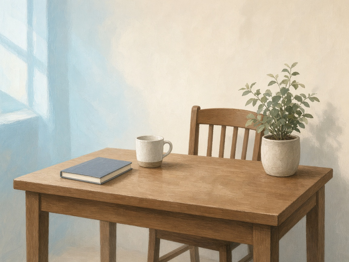 Illustrated notebook and plant on a counseling desk